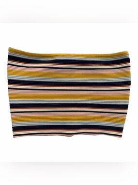 L.A. Hearts Multicolor Striped Knit Tube Top - Mustard, Navy & Blush